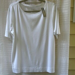 NWT Chico's Ultimate Pima Cotton Alabaster Tee with Elbow Sleeves. Chico’s Sz 3